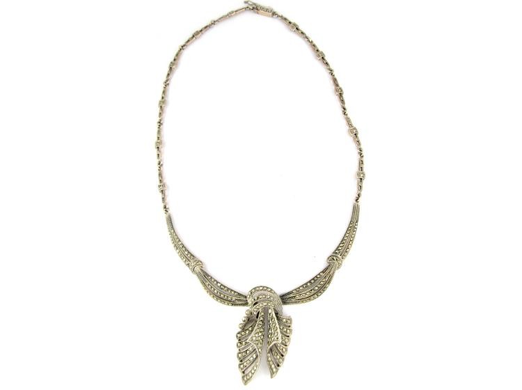 Silver & Marcasite Art Deco Articulated Necklace