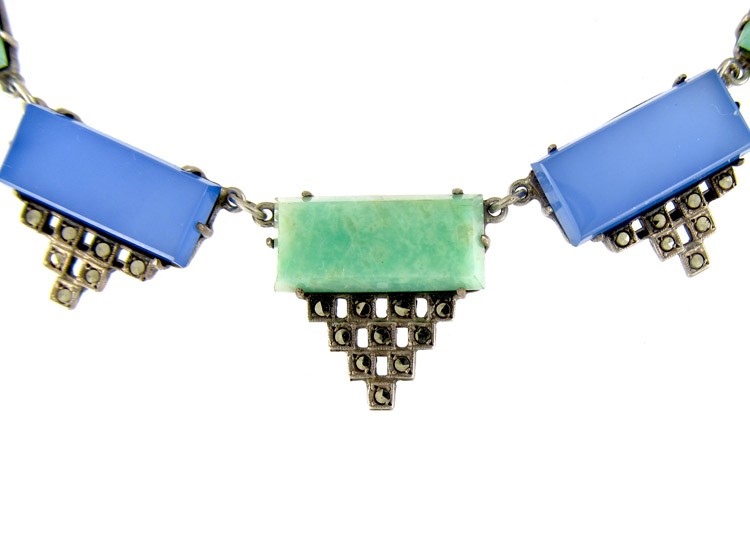 Art Deco Marcasite & Amanazite Necklace