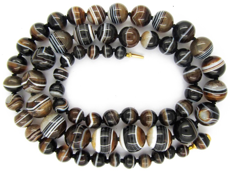 Onyx Beaded Necklace with Onyx & Gold Clasp
