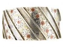 Silver & Gold Wide Overlay Victorian Bangle