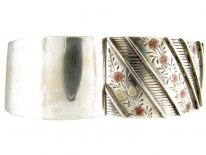 Silver & Gold Wide Overlay Victorian Bangle