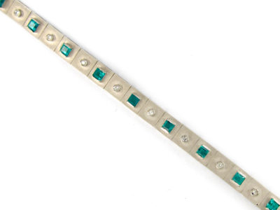 Emerald & Diamond White Gold Bracelet