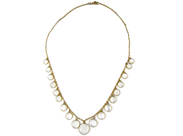 Edwardian Gold & Moonstone Round Drops Necklace