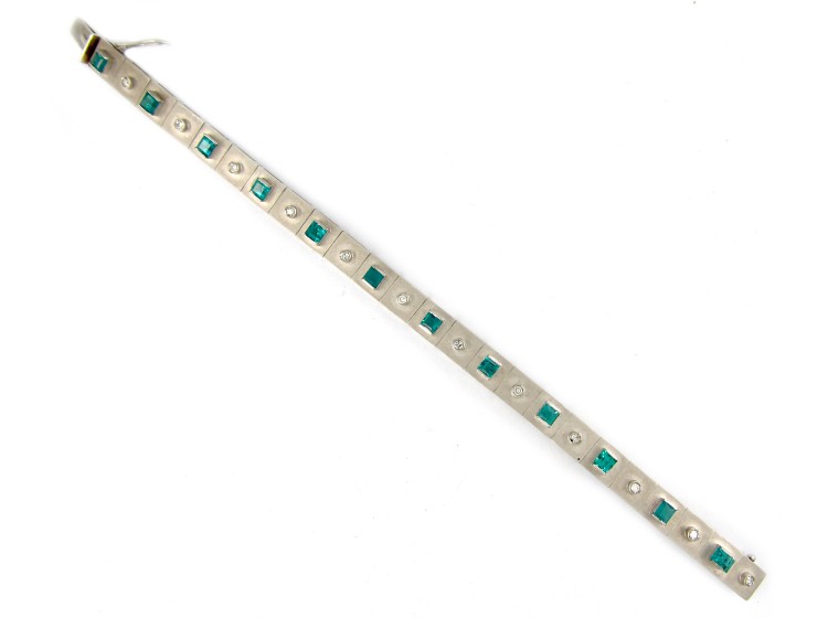 Emerald & Diamond White Gold Bracelet