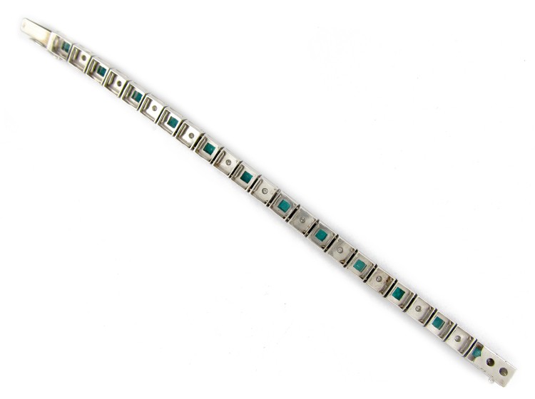 Emerald & Diamond White Gold Bracelet