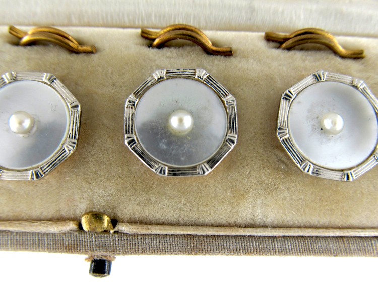 Mother of Pearl & Gold Buttons in Original Case