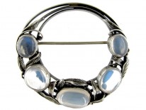 Moonstone Silver Brooch Attributed To Bernard Instone