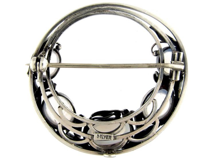Moonstone Silver Brooch Attributed To Bernard Instone