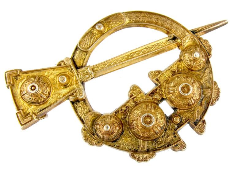 Celtic Silver Gilt Brooch by Waterhouse, in Original Case