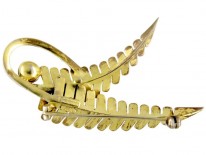 Theodor Fahrner Double Leaf Silver Gilt & Marcasite Brooch