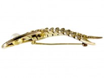 Theodor Fahrner Double Leaf Silver Gilt & Marcasite Brooch