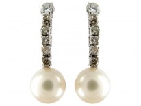 Diamond & Pearl Drop Earrings