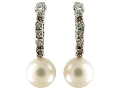 Diamond & Pearl Drop Earrings