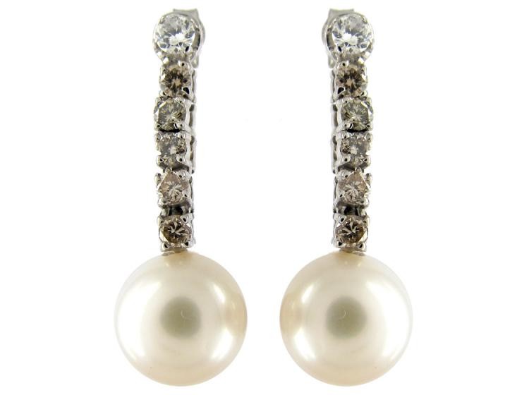 Diamond & Pearl Drop Earrings