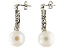 Diamond & Pearl Drop Earrings