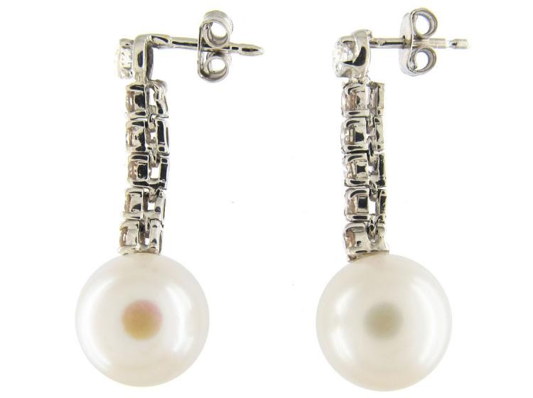 Diamond & Pearl Drop Earrings
