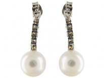Diamond & Pearl Drop Earrings