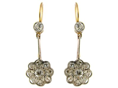 Edwardian Diamond Cluster Drop Earrings