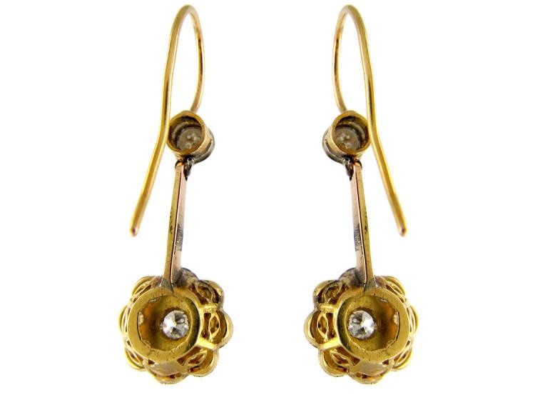 Edwardian Diamond Cluster Drop Earrings