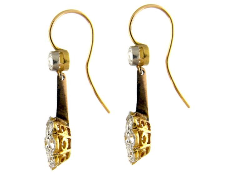 Edwardian Diamond Cluster Drop Earrings