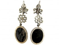 Georgian Cut Steel & Glass Cameo Earrings