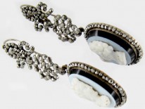 Georgian Cut Steel & Glass Cameo Earrings