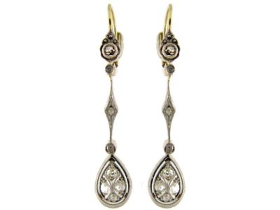 Art Deco Gold Diamond Drop Earrings