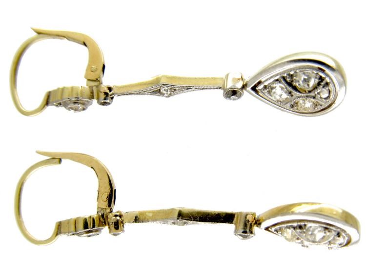 Art Deco Gold Diamond Drop Earrings
