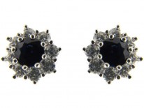 Sapphire & Diamond Cluster Earrings