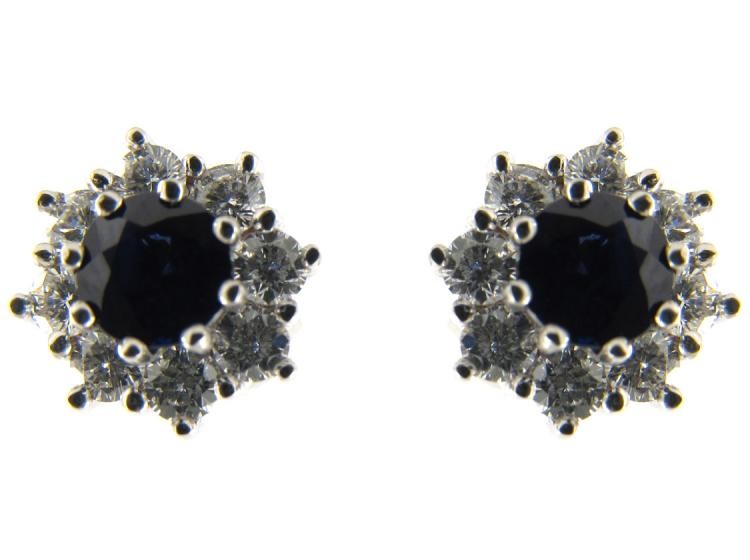 Sapphire & Diamond Cluster Earrings