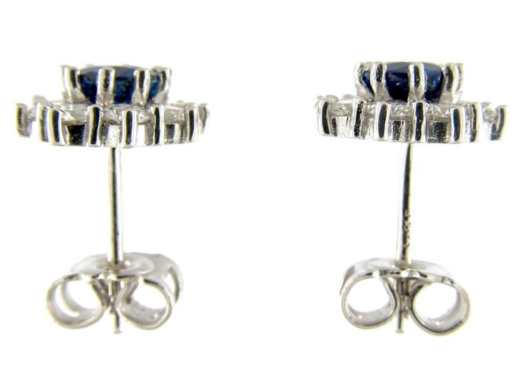 Sapphire & Diamond Cluster Earrings
