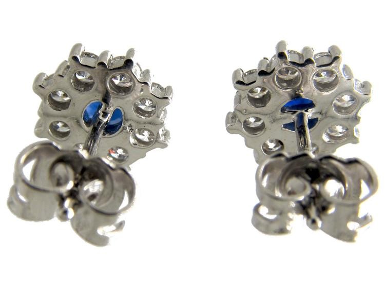 Sapphire & Diamond Cluster Earrings