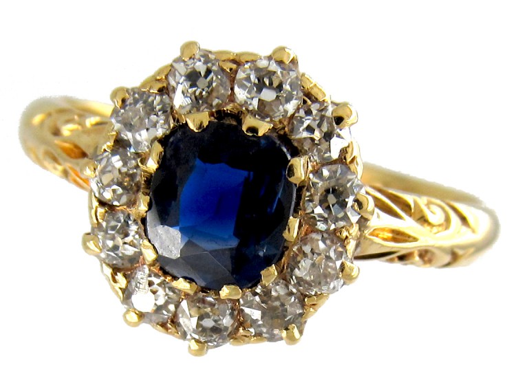 Diamond & Sapphire Cluster Ring
