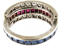 Diamond, Sapphire & Ruby Art Deco Flip-over Ring