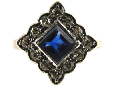 Sapphire & Diamond Shape Edwardian Ring