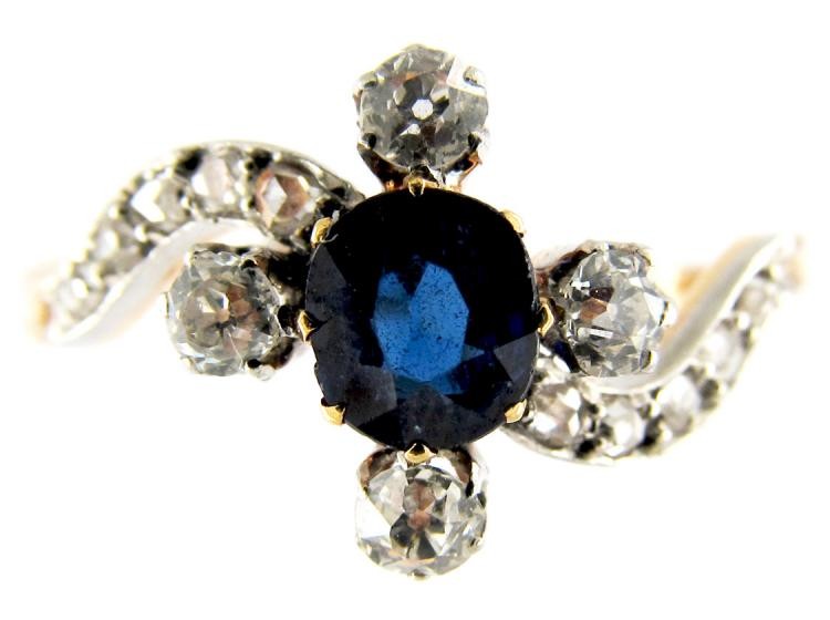 Sapphire & Diamond Twist Ring