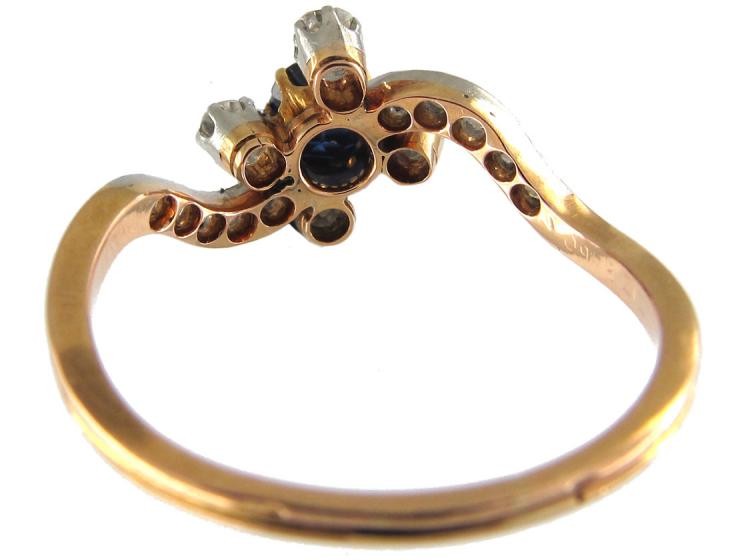 Sapphire & Diamond Twist Ring