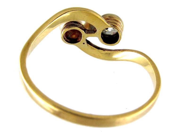 Natural Pearl & Diamond Crossover Ring
