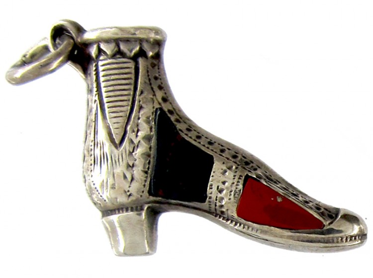 Victorian Scottish Silver & Agate Boot Charm
