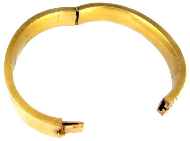 Pearl Studded 18ct Gold Victorian Bangle