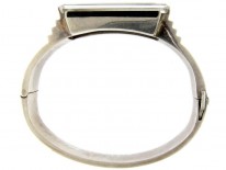 Rock Crystal Onyx & Silver Bangle