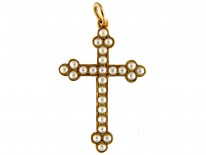 Natural Split Pearl & Gold Cross in Original Case