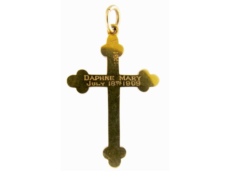 Natural Split Pearl & Gold Cross in Original Case