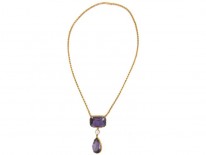 Victorian 18ct Gold Amethyst & Diamond Drop Pendant