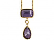 Victorian 18ct Gold Amethyst & Diamond Drop Pendant