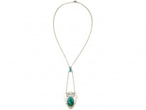Art Nouveau Silver & Enamel Pendant on Chain by Charles Horner