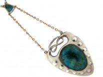 Art Nouveau Silver & Enamel Pendant on Chain by Charles Horner