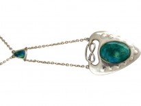 Art Nouveau Silver & Enamel Pendant on Chain by Charles Horner