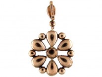 Flat Cut Garnet Round Gold Pendant