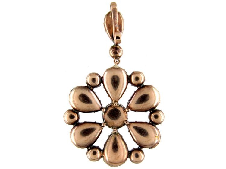 Flat Cut Garnet Round Gold Pendant